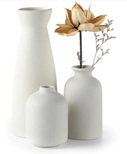 Conjunto de Jarrones de Cerámica Blanca Modernos
