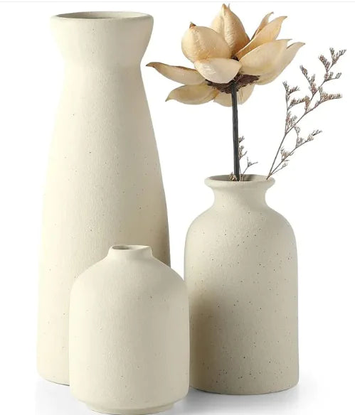 Conjunto de Jarrones de Cerámica Blanca Modernos